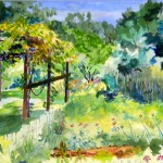 Summer garden watercolor